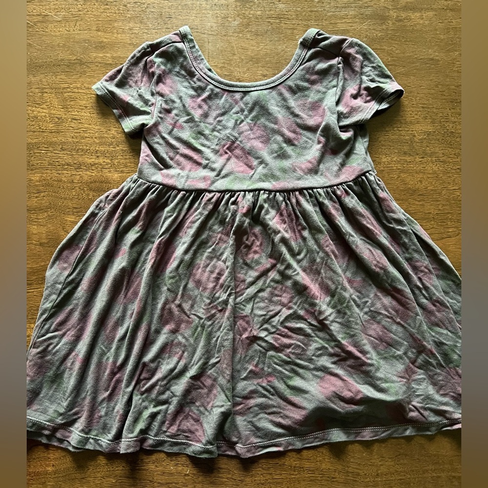 Gerber hand dyed  dark Gray Casual Kids Dress with peach print